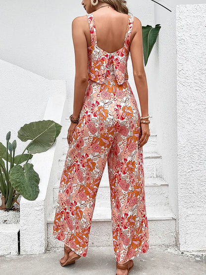 Floral Summer Jumpsuit: Elegant & Backless